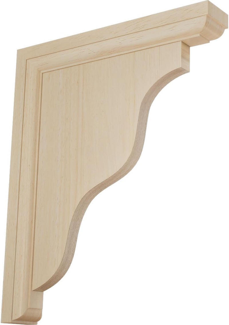 Ekena Millwork BKT01X09X11HARW حوامل هاملتون التقليدية من الخشب، 1 1/2" عرض x 9" عمق x 11" ارتفاع، خشب مطاطي - Image 1